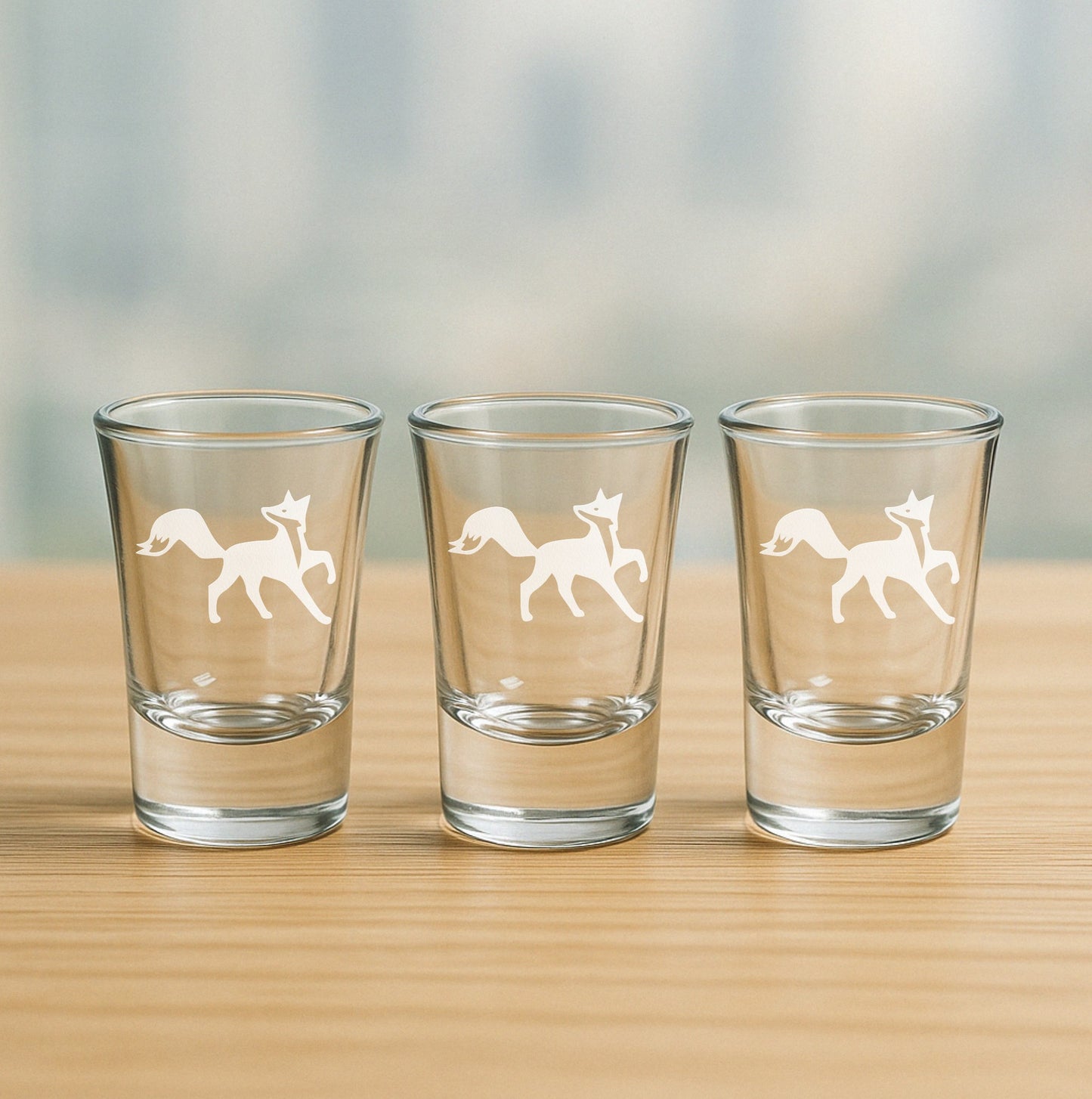 Cute Fox Etched Glasses - Wine, Champagne, Pint Glasses, Shot Glass Sets - Kitchen, Bar, Gifts