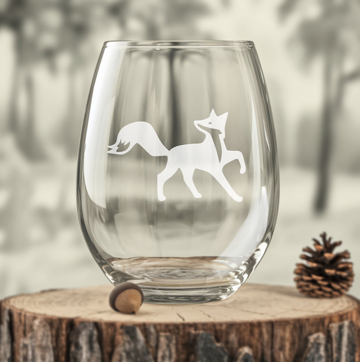 Stemless wine glass with Cute Fox design – adorable fox design, perfect for animal lovers, woodland-themed decor, and nature-inspired gifts.