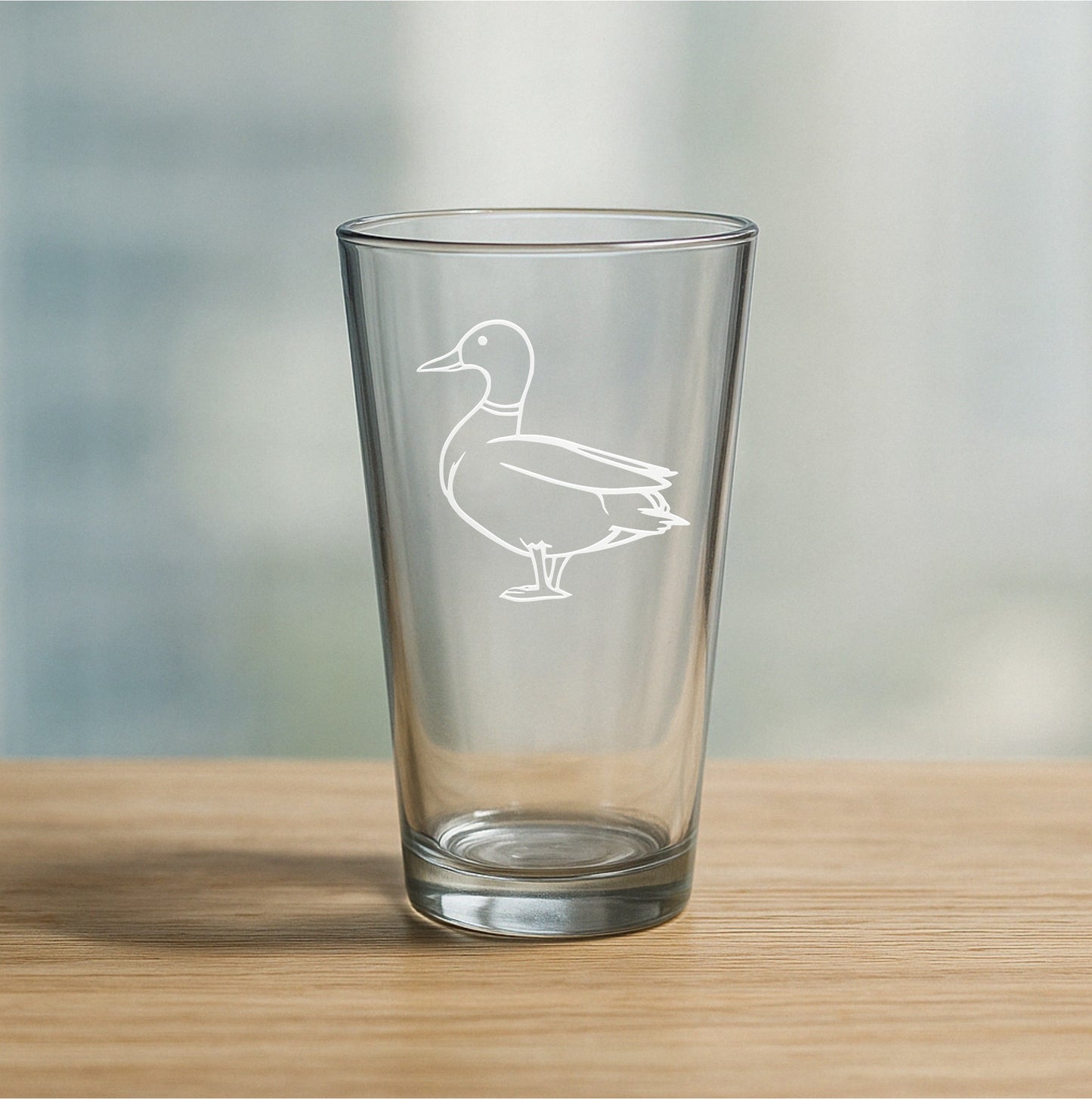 Standing Detailed Duck Etched Glasses - Wine, Champagne, Pint Glasses, Shot Glass Sets - Kitchen, Bar, Gifts