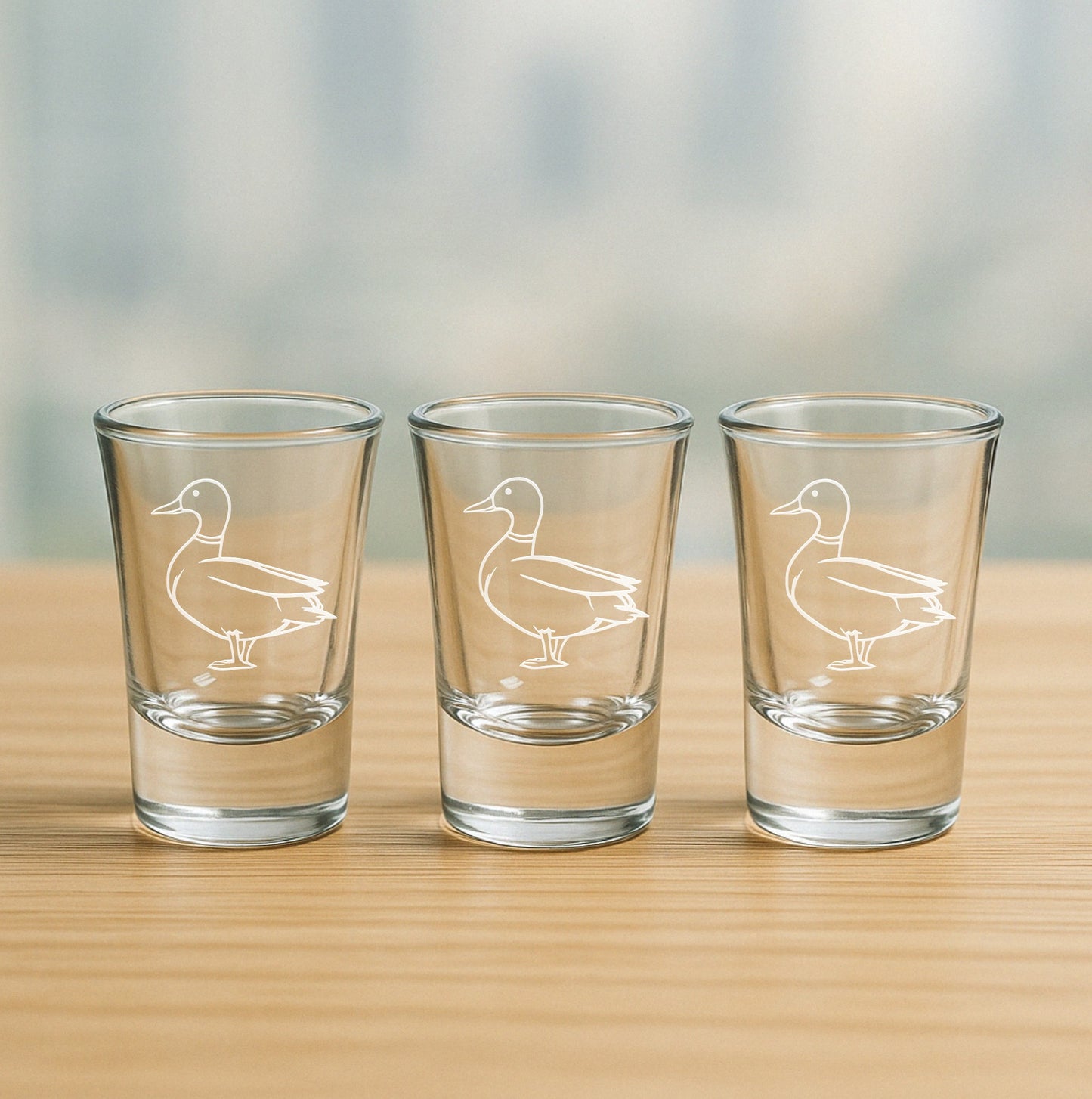 Standing Detailed Duck Etched Glasses - Wine, Champagne, Pint Glasses, Shot Glass Sets - Kitchen, Bar, Gifts
