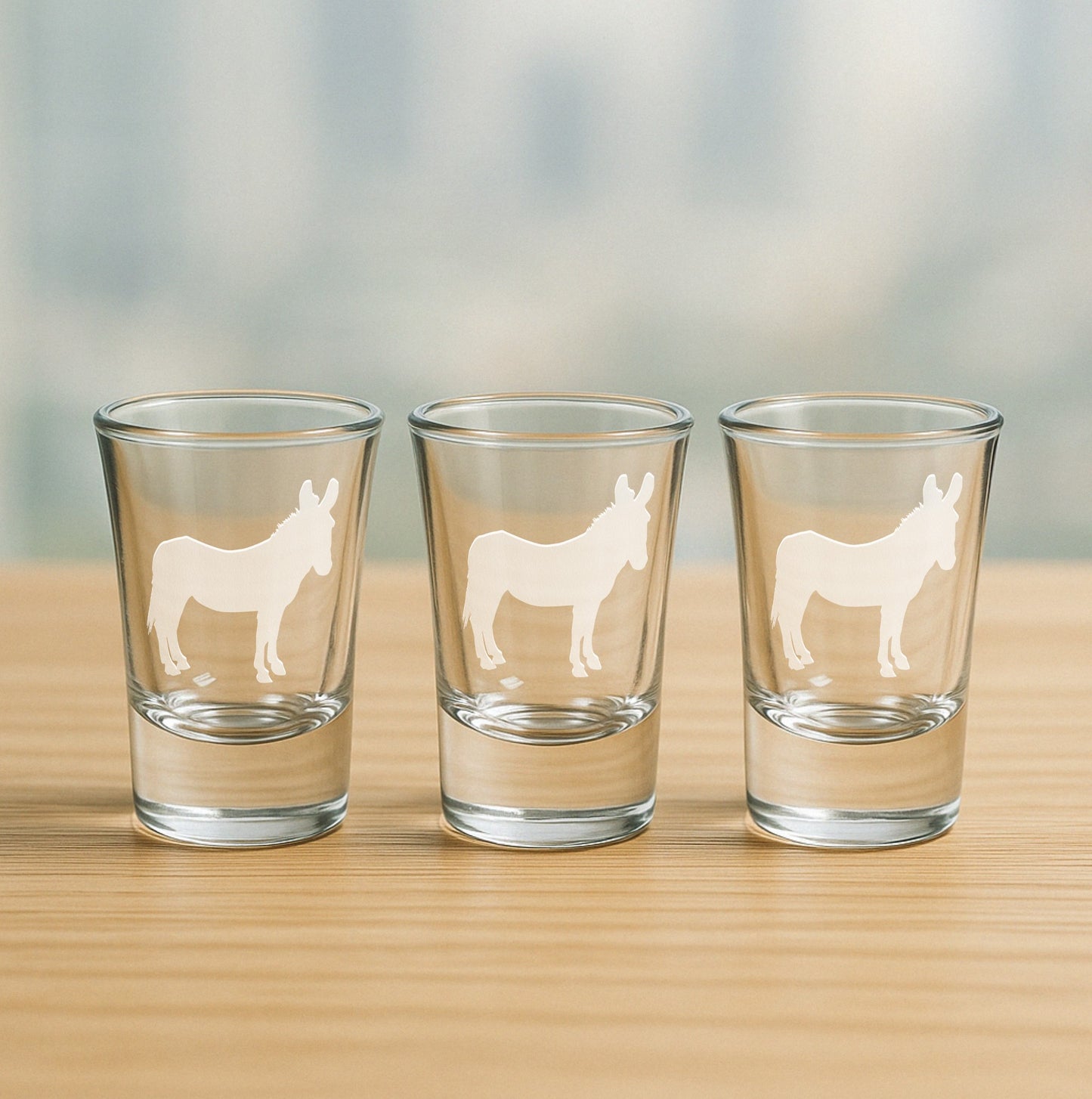 Hand-Etched Donkey Glasses - Wine, Champagne, Pint Glasses, Shot Glass Sets - Kitchen, Bar, Gifts
