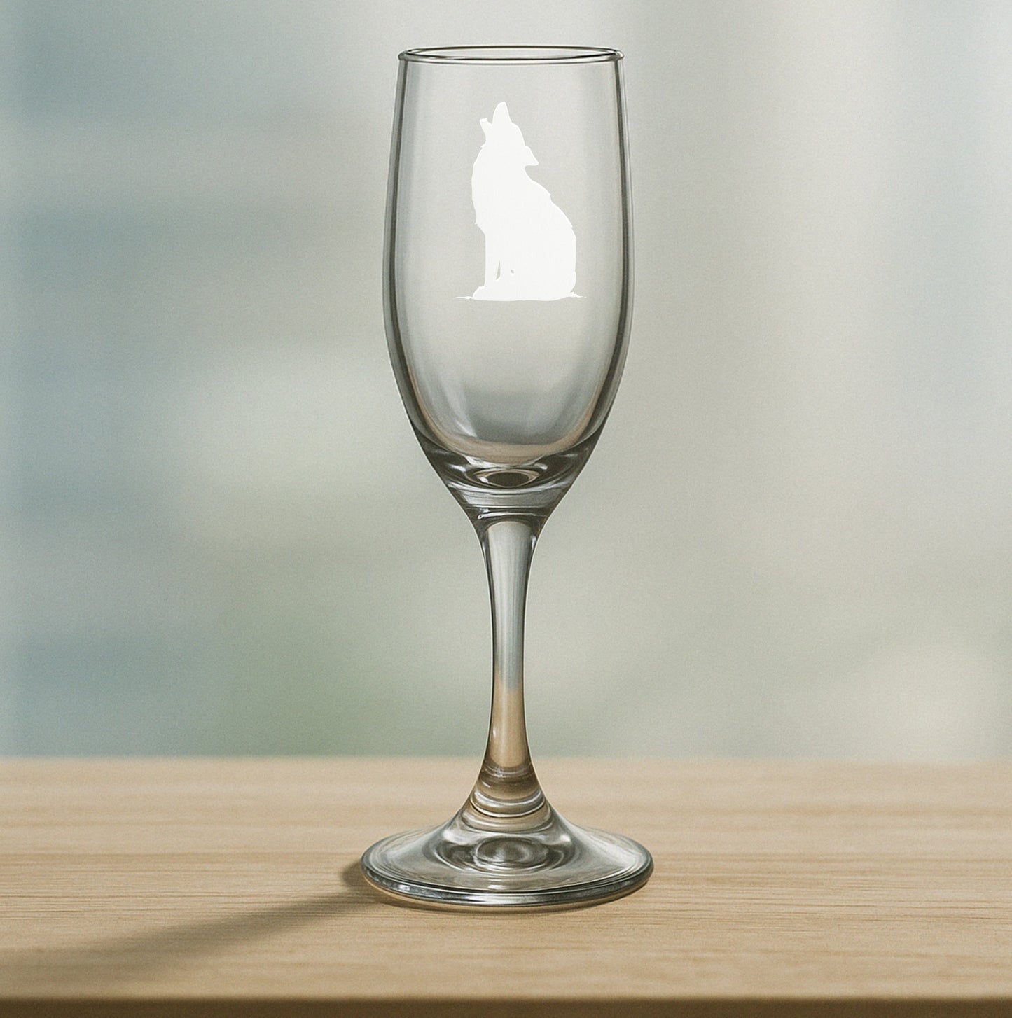 Howling Wolf Etched Glasses - Wine, Champagne, Pint Glasses, Shot Glass Sets - Kitchen, Bar, Gifts
