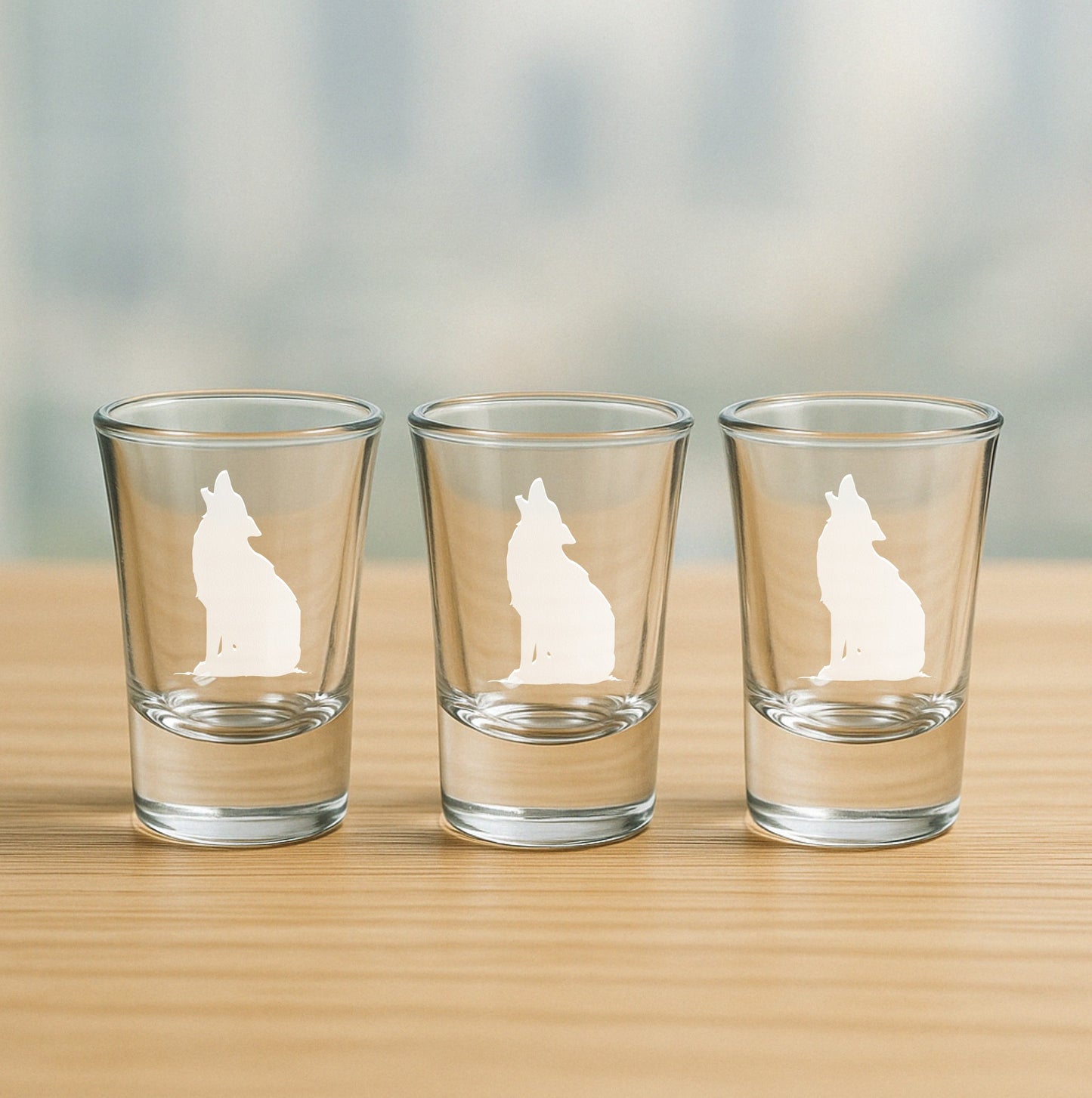 Howling Wolf Etched Glasses - Wine, Champagne, Pint Glasses, Shot Glass Sets - Kitchen, Bar, Gifts