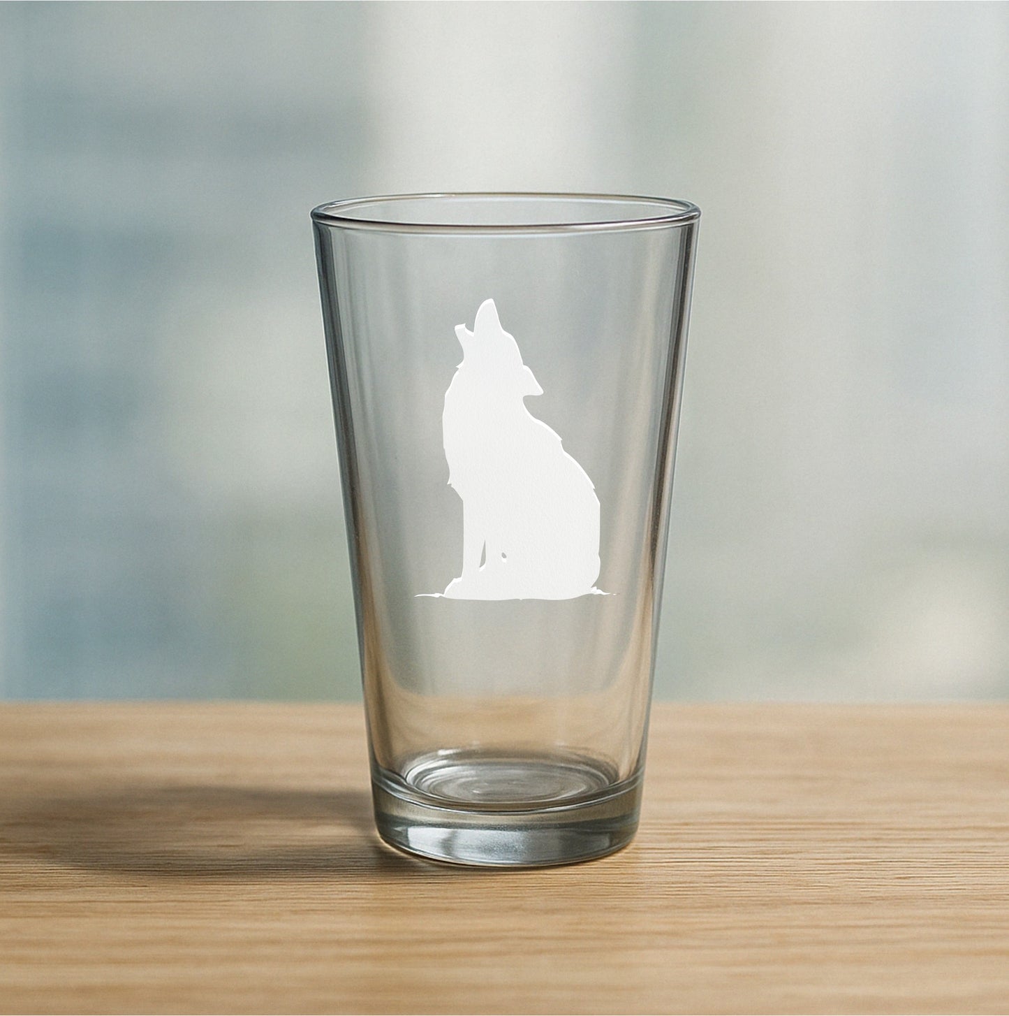 Howling Wolf Etched Glasses - Wine, Champagne, Pint Glasses, Shot Glass Sets - Kitchen, Bar, Gifts