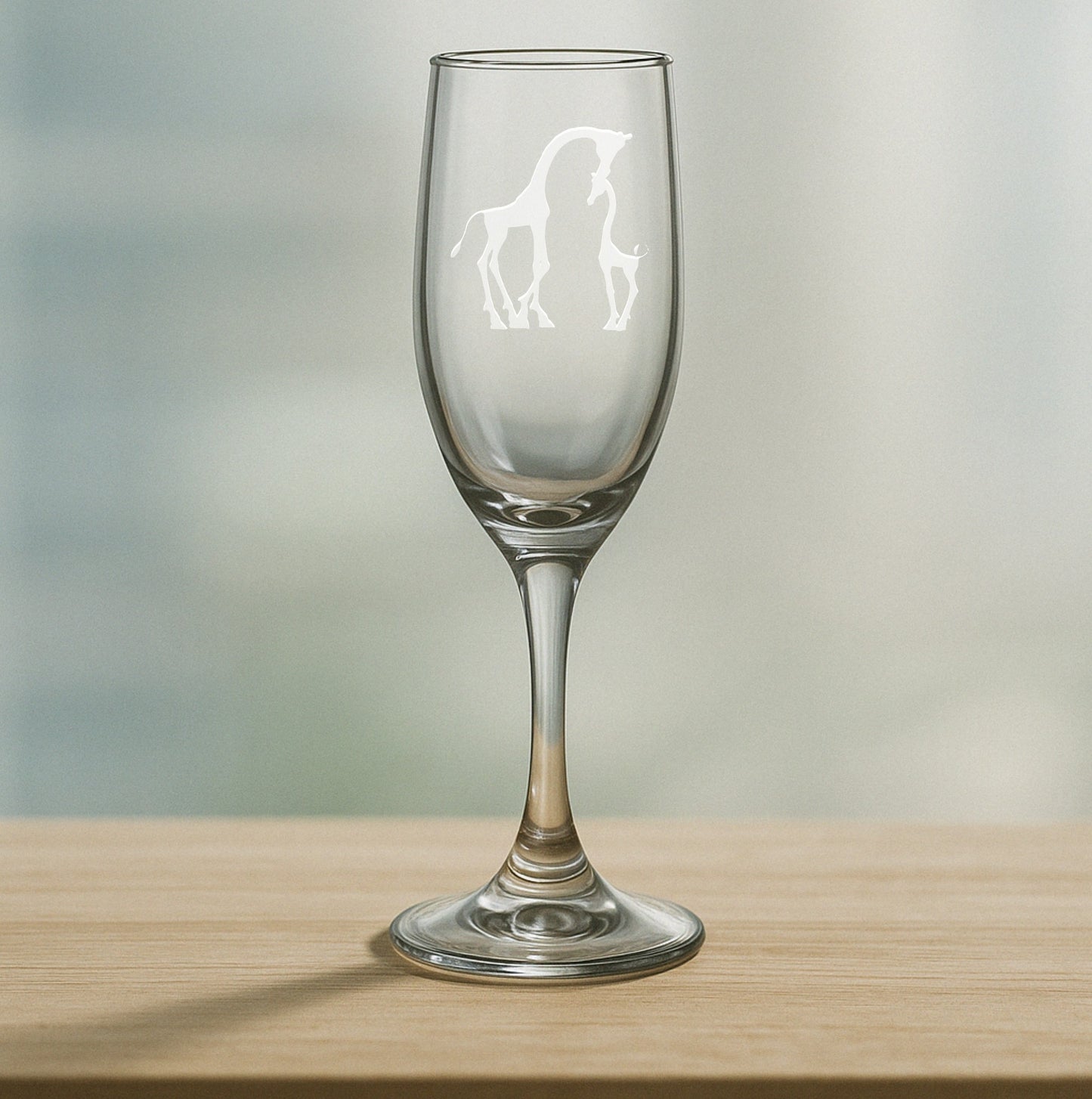 Mother and Baby Giraffe Etched Glasses - Wine, Champagne, Pint Glasses, Shot Glass Sets - Kitchen, Bar, Gifts