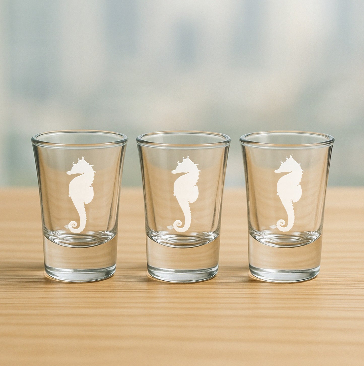 Seahorse Etched Glasses - Wine, Champagne, Pint Glasses, Shot Glass Sets - Kitchen, Bar, Gifts