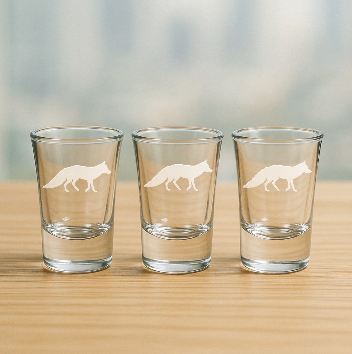Fox Etched Glasses - Wine, Champagne, Pint Glasses, Shot Glass Sets - Kitchen, Bar, Gifts