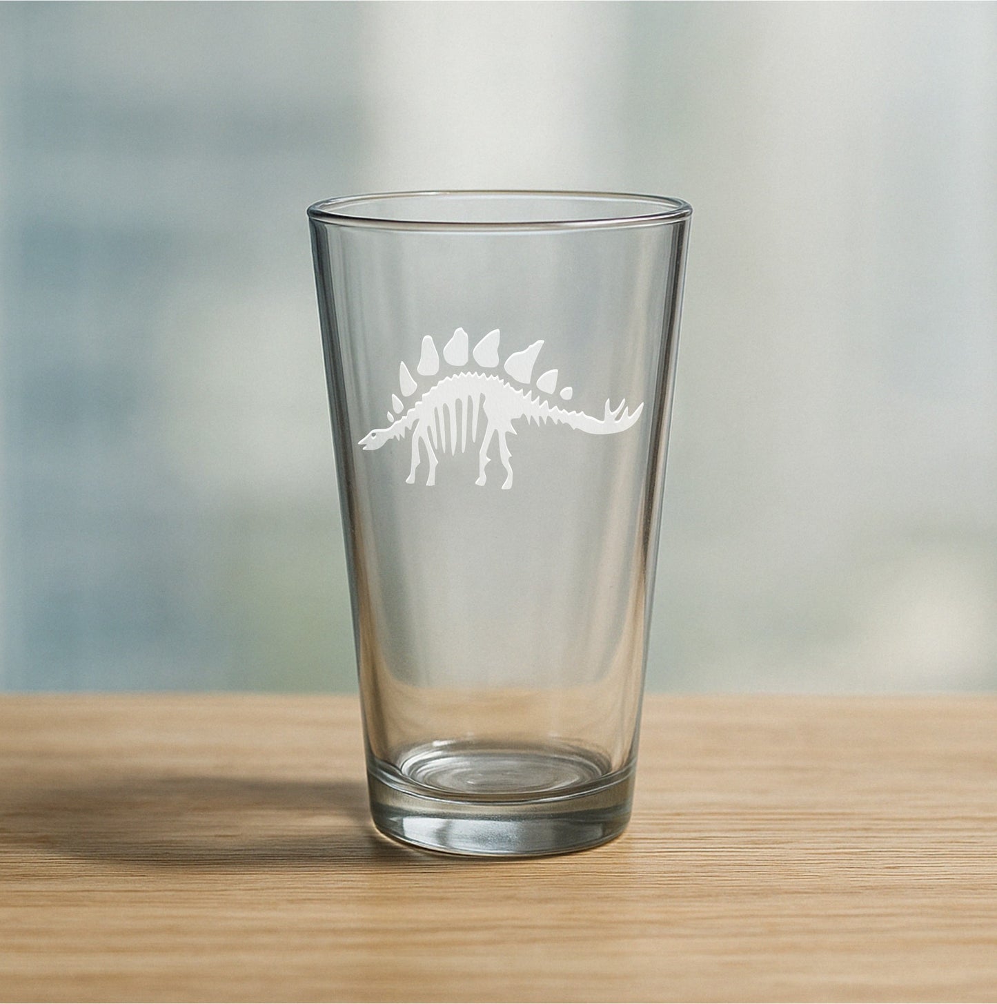 Stegosaurus Fossil Etched Glasses - Wine, Champagne, Pint Glasses, Shot Glass Sets - Kitchen, Bar, Gifts