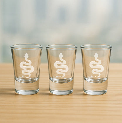 Hand-Etched Cool Snake Glasses - Wine, Champagne, Pint Glasses, Shot Glass Sets - Kitchen, Bar, Gifts
