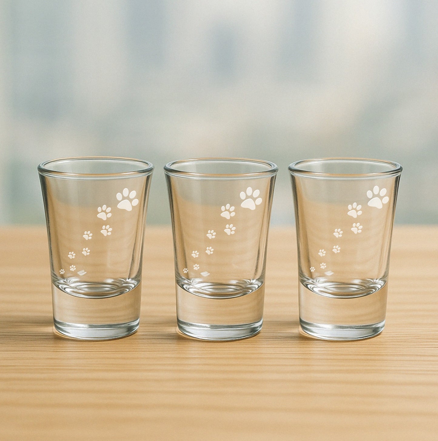 Cute Dog Paw Print Trail Etched Glasses - Wine, Champagne, Pint Glasses, Shot Glass Sets - Kitchen, Bar, Gifts
