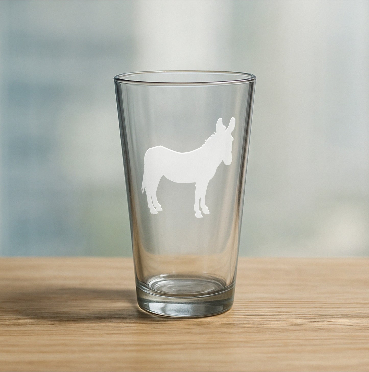 Hand-Etched Donkey Glasses - Wine, Champagne, Pint Glasses, Shot Glass Sets - Kitchen, Bar, Gifts