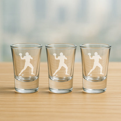 Football Player Etched Glasses - Wine, Champagne, Pint Glasses, Shot Glass Sets - Kitchen, Bar, Gifts