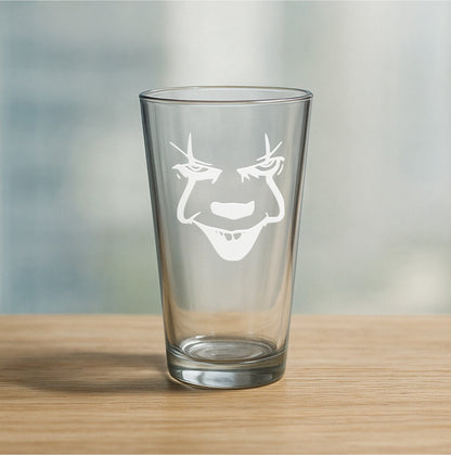 Creepy Pennywise Clown Etched Glasses - Wine, Champagne, Pint Glasses, Shot Glass Sets - Kitchen, Bar, Gifts